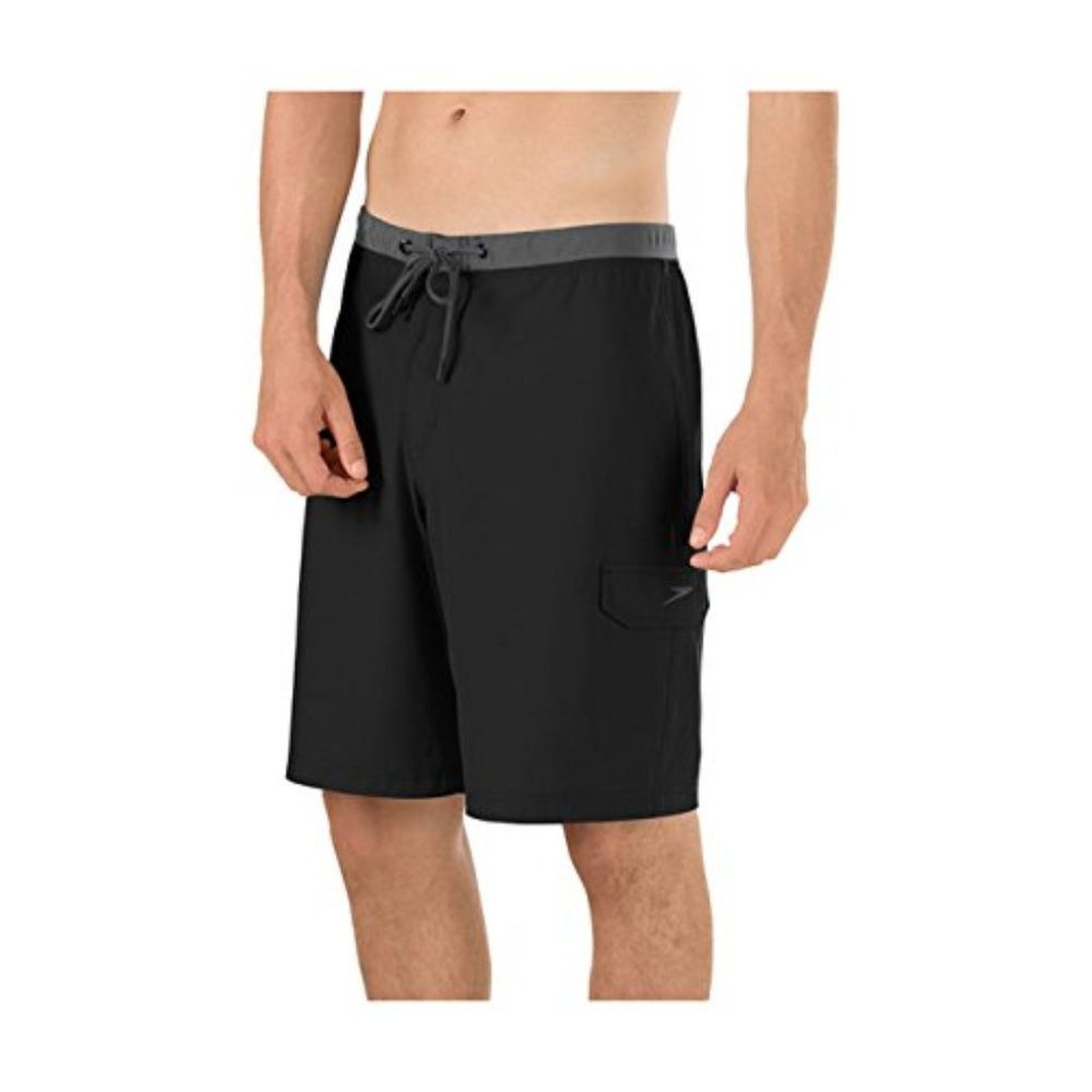 Speedo Men's Stretch Tech Boardshort, Black, 30